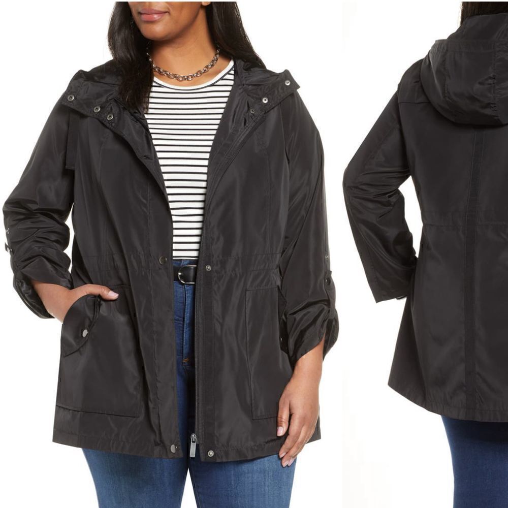 Halogen Hooded Cinch Waist Rain Jacket NWT Size XXL